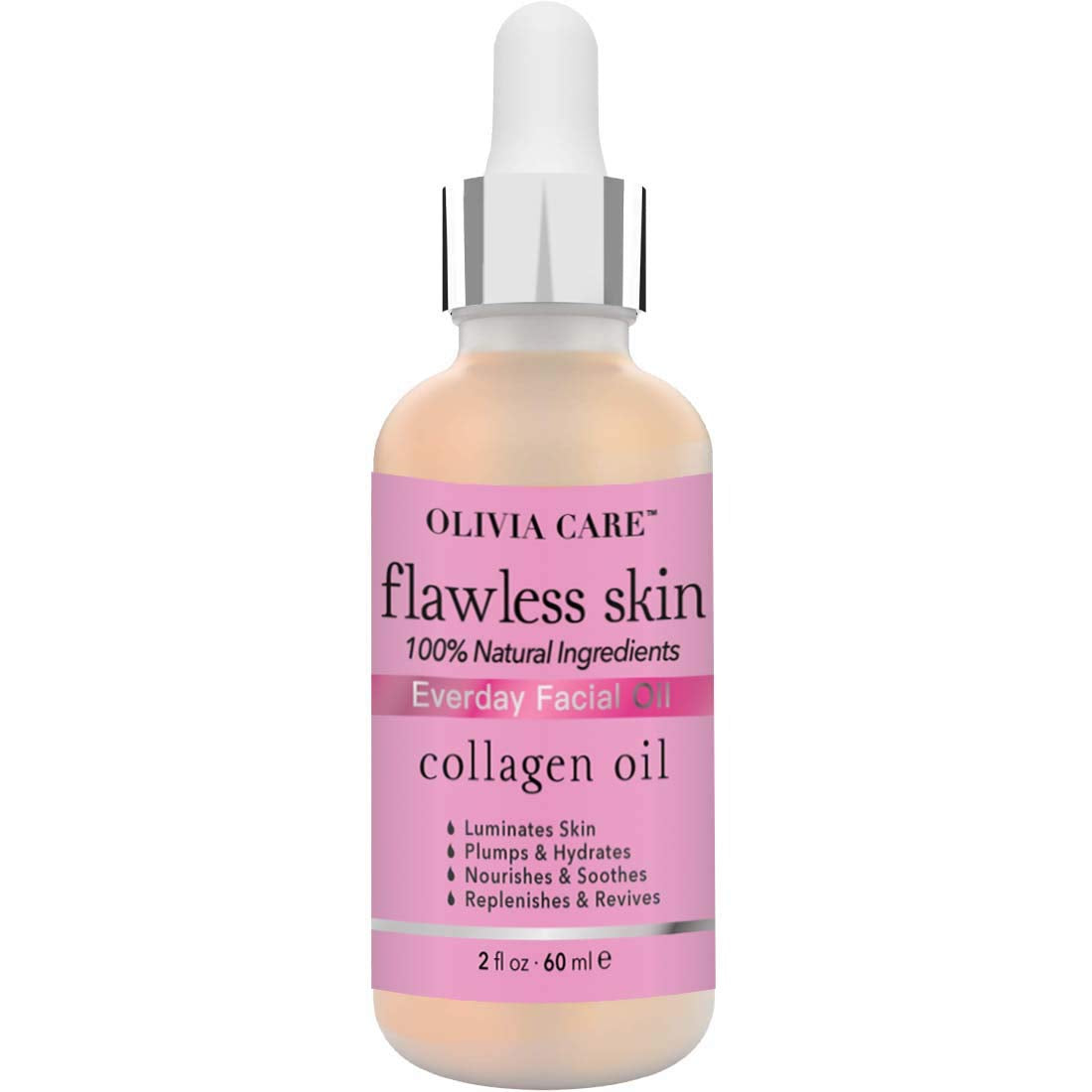 Collagen Facial Oil - Flawless Essential Facial Oil 100% Natural. Nourishing, Reviving & Hydrating Soothing - for All Skin Types - 2 Fl Oz (Collagen)